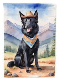 Belgian Sheepdog Cowboy Welcome House Flag Large Porch Sleeve Pole Decorative Outside Yard Banner Artwork Wall Hanging, Polyester, House Size