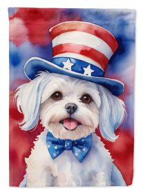 Maltese Patriotic American House Flag Large Porch Sleeve Pole Decorative Outside Yard Banner Artwork Wall Hanging, Polyester, House Size, Multicolor