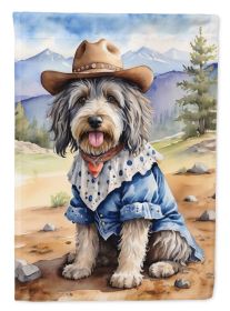 Bergamasco Sheepdog Cowboy Welcome House Flag Large Porch Sleeve Pole Decorative Outside Yard Banner Artwork Wall Hanging, Polyester, House Size