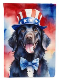 Flat-Coated Retriever Patriotic American House Flag Large Porch Sleeve Pole Decorative Outside Yard Banner Artwork Wall Hanging, Polyester, House Size