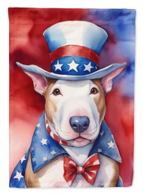 Bull Terrier Patriotic American House Flag Large Porch Sleeve Pole Decorative Outside Yard Banner Artwork Wall Hanging, Polyester, House Size