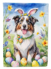 Australian Shepherd Easter Egg Hunt House Flag Large Porch Sleeve Pole Decorative Outside Yard Banner Artwork Wall Hanging, Polyester, House Size