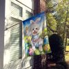 Bichon Frise Easter Egg Hunt House Flag Large Porch Sleeve Pole Decorative Outside Yard Banner Artwork Wall Hanging, Polyester, House Size, Multicolor