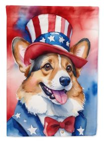 Corgi Patriotic American House Flag Large Porch Sleeve Pole Decorative Outside Yard Banner Artwork Wall Hanging, Polyester, House Size, Multicolor