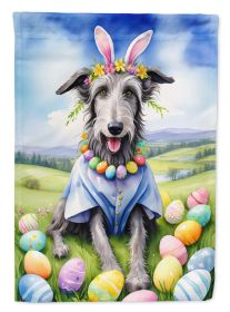 Scottish Deerhound Easter Egg Hunt House Flag Large Porch Sleeve Pole Decorative Outside Yard Banner Artwork Wall Hanging, Polyester, House Size