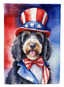 Bernedoodle Patriotic American House Flag Large Porch Sleeve Pole Decorative Outside Yard Banner Artwork Wall Hanging, Polyester, House Size