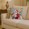Chihuahua with Santa Claus Throw Pillow Decorative Indoor Outdoor Accent Cushion for Couch, Bed or Patio, 14Hx14W