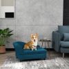 Elevated Dog Bed with Storage Space Soft Cushion for Small to Medium Pets Navy Blue