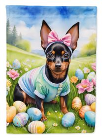Miniature Pinscher Easter Egg Hunt House Flag Large Porch Sleeve Pole Decorative Outside Yard Banner Artwork Wall Hanging, Polyester, House Size