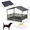Rattan Outdoor Dog Bed with Canopy Soft Cushion Removable Cover Medium Large Dogs Gray
