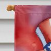 Lhasa Apso Patriotic American House Flag Large Porch Sleeve Pole Decorative Outside Yard Banner Artwork Wall Hanging, Polyester, House Size