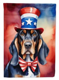 Black and Tan Coonhound Patriotic American House Flag Large Porch Sleeve Pole Decorative Outside Yard Banner Artwork Wall Hanging, Polyester