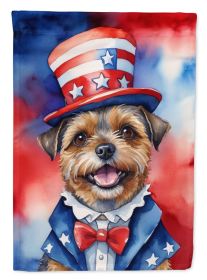 Border Terrier Patriotic American House Flag Large Porch Sleeve Pole Decorative Outside Yard Banner Artwork Wall Hanging, Polyester, House Size