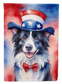 Border Collie Patriotic American House Flag Large Porch Sleeve Pole Decorative Outside Yard Banner Artwork Wall Hanging, Polyester, House Size