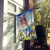 Sheltie Easter Egg Hunt House Flag Large Porch Sleeve Pole Decorative Outside Yard Banner Artwork Wall Hanging, Polyester, House Size, Multicolor