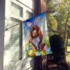 Sussex Spaniel Easter Egg Hunt House Flag Large Porch Sleeve Pole Decorative Outside Yard Banner Artwork Wall Hanging, Polyester, House Size
