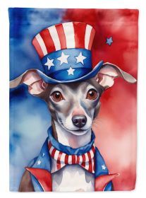 Italian Greyhound Patriotic American House Flag Large Porch Sleeve Pole Decorative Outside Yard Banner Artwork Wall Hanging, Polyester, House Size