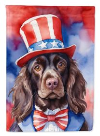 Boykin Spaniel Patriotic American House Flag Large Porch Sleeve Pole Decorative Outside Yard Banner Artwork Wall Hanging, Polyester, House Size