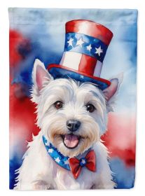 Westie Patriotic American House Flag Large Porch Sleeve Pole Decorative Outside Yard Banner Artwork Wall Hanging, Polyester, House Size, Multicolor