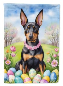 Manchester Terrier Easter Egg Hunt House Flag Large Porch Sleeve Pole Decorative Outside Yard Banner Artwork Wall Hanging, Polyester, House Size