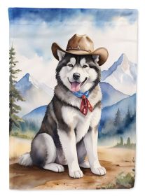 Alaskan Malamute Cowboy Welcome House Flag Large Porch Sleeve Pole Decorative Outside Yard Banner Artwork Wall Hanging, Polyester, House Size