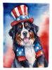 Bernese Mountain Dog Patriotic American House Flag Large Porch Sleeve Pole Decorative Outside Yard Banner Artwork Wall Hanging, Polyester, House Size