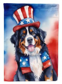 Bernese Mountain Dog Patriotic American House Flag Large Porch Sleeve Pole Decorative Outside Yard Banner Artwork Wall Hanging, Polyester, House Size