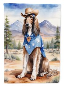 Afghan Hound Cowboy Welcome House Flag Large Porch Sleeve Pole Decorative Outside Yard Banner Artwork Wall Hanging, Polyester, House Size, Multicolor