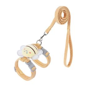 Small Cat Harness Wing Shaped Decorative Walking Vest Traction Rope Set (Option: Yellow-M)