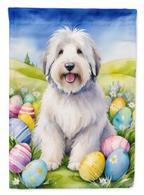 Old English Sheepdog Easter Egg Hunt House Flag Large Porch Sleeve Pole Decorative Outside Yard Banner Artwork Wall Hanging, Polyester, House Size (Default: Default)