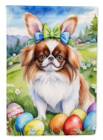 Japanese Chin Easter Egg Hunt House Flag Large Porch Sleeve Pole Decorative Outside Yard Banner Artwork Wall Hanging, Polyester, House Size (Default: Default)