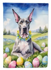 Great Dane Easter Egg Hunt House Flag Large Porch Sleeve Pole Decorative Outside Yard Banner Artwork Wall Hanging, Polyester, House Size, Multicolor (Default: Default)