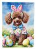 Chocolate Poodle Easter Egg Hunt House Flag Large Porch Sleeve Pole Decorative Outside Yard Banner Artwork Wall Hanging, Polyester, House Size