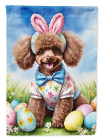 Chocolate Poodle Easter Egg Hunt House Flag Large Porch Sleeve Pole Decorative Outside Yard Banner Artwork Wall Hanging, Polyester, House Size (Default: Default)