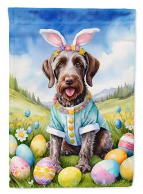 German Wirehaired Pointer Easter Egg Hunt House Flag Large Porch Sleeve Pole Decorative Outside Yard Banner Artwork Wall Hanging, Polyester (Default: Default)