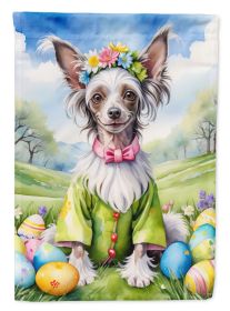Chinese Crested Easter Egg Hunt House Flag Large Porch Sleeve Pole Decorative Outside Yard Banner Artwork Wall Hanging, Polyester, House Size (Default: Default)