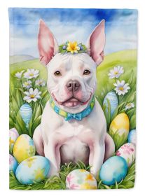 Pit Bull Terrier Easter Egg Hunt House Flag Large Porch Sleeve Pole Decorative Outside Yard Banner Artwork Wall Hanging, Polyester, House Size (Default: Default)