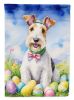 Fox Terrier Easter Egg Hunt House Flag Large Porch Sleeve Pole Decorative Outside Yard Banner Artwork Wall Hanging, Polyester, House Size, Multicolor