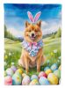 Finnish Spitz Easter Egg Hunt House Flag Large Porch Sleeve Pole Decorative Outside Yard Banner Artwork Wall Hanging, Polyester, House Size