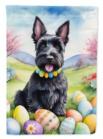 Scottish Terrier Easter Egg Hunt House Flag Large Porch Sleeve Pole Decorative Outside Yard Banner Artwork Wall Hanging, Polyester, House Size (Default: Default)