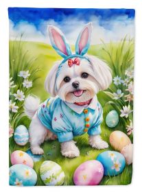 Maltese Easter Egg Hunt House Flag Large Porch Sleeve Pole Decorative Outside Yard Banner Artwork Wall Hanging, Polyester, House Size, Multicolor (Default: Default)