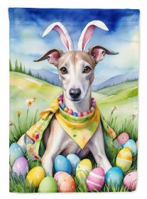 Whippet Easter Egg Hunt House Flag Large Porch Sleeve Pole Decorative Outside Yard Banner Artwork Wall Hanging, Polyester, House Size, Multicolor (Default: Default)