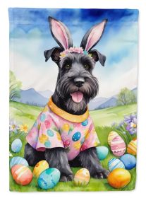 Schnauzer Easter Egg Hunt House Flag Large Porch Sleeve Pole Decorative Outside Yard Banner Artwork Wall Hanging, Polyester, House Size, Multicolor (Default: Default)