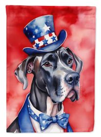 Great Dane Patriotic American House Flag Large Porch Sleeve Pole Decorative Outside Yard Banner Artwork Wall Hanging, Polyester, House Size (Default: Default)
