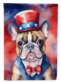 French Bulldog Patriotic American House Flag Large Porch Sleeve Pole Decorative Outside Yard Banner Artwork Wall Hanging, Polyester, House Size (Default: Default)