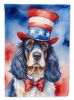 English Cocker Spaniel Patriotic American House Flag Large Porch Sleeve Pole Decorative Outside Yard Banner Artwork Wall Hanging, Polyester