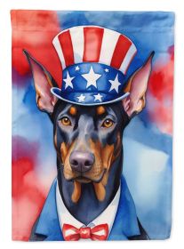Doberman Pinscher Patriotic American House Flag Large Porch Sleeve Pole Decorative Outside Yard Banner Artwork Wall Hanging, Polyester, House Size (Default: Default)