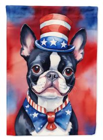 Boston Terrier Patriotic American House Flag Large Porch Sleeve Pole Decorative Outside Yard Banner Artwork Wall Hanging, Polyester, House Size (Default: Default)