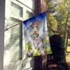 Fox Terrier Easter Egg Hunt House Flag Large Porch Sleeve Pole Decorative Outside Yard Banner Artwork Wall Hanging, Polyester, House Size, Multicolor