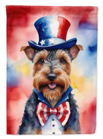 Welsh Terrier Patriotic American House Flag Large Porch Sleeve Pole Decorative Outside Yard Banner Artwork Wall Hanging, Polyester, House Size (Default: Default)